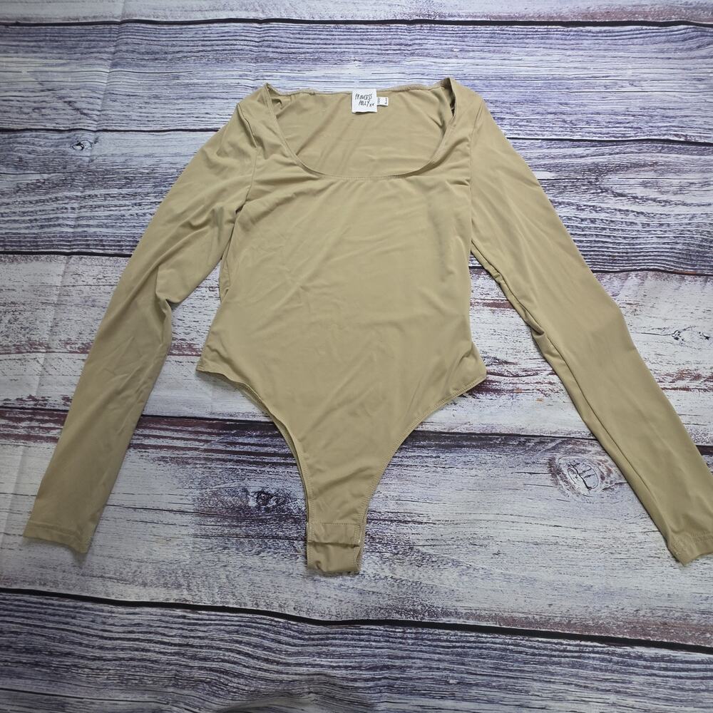 Princess Polly Women's Beige Bodysuit Long Sleeve Preppy Size 6